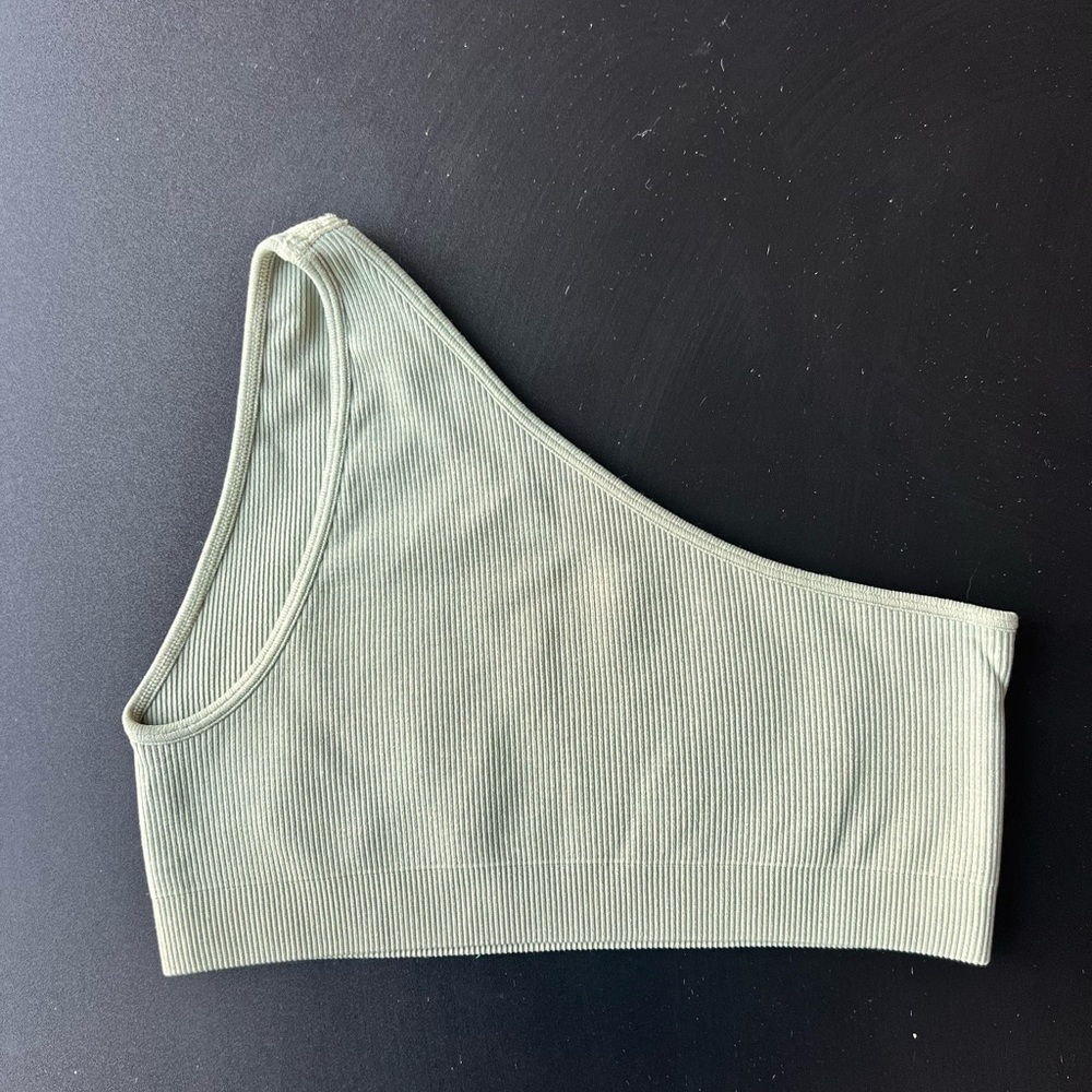 SET Active Sage Green Ribbed Crop Top